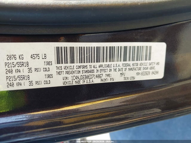 Jeep Compass Latitude 2014 1C4NJDEB0ED714067 Image 9