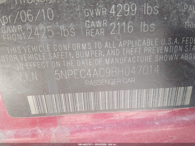 46227871 :رقم المزاد ، 5NPEC4AC9BH047014 vin ، 2011 Hyundai Sonata Limited مزاد بيع