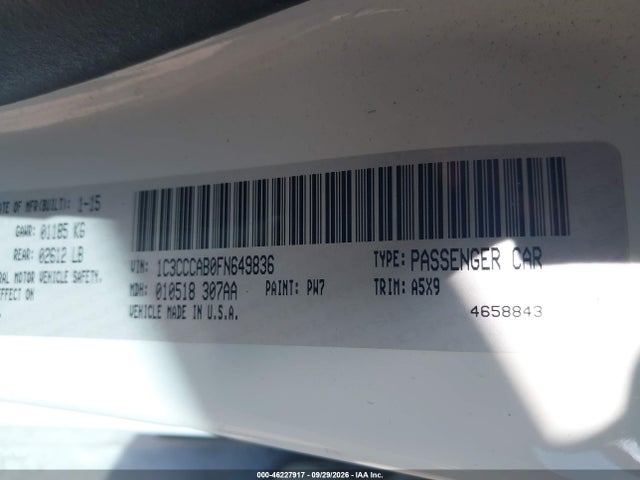 46227917 :رقم المزاد ، 1C3CCCAB0FN649836 vin ، 2015 Chrysler 200 Limited مزاد بيع