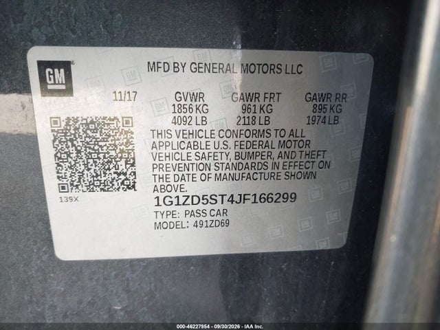 Aukcja sprzedaży 2018 Chevrolet Malibu Lt, vin: 1G1ZD5ST4JF166299, numer aukcji: 46227954