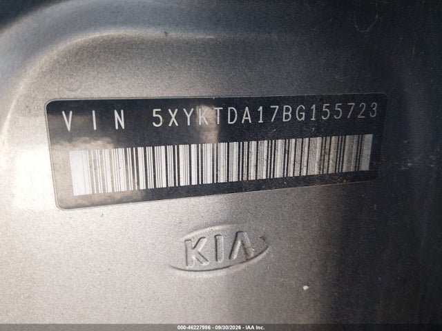 2011 Kia Sorento Lx მანქანა იყიდება აუქციონზე, vin: 5XYKTDA17BG155723, აუქციონის ნომერი: 46227986