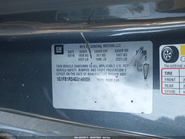 Chevrolet Camaro 1lt 2016 1G1FB1RS4G0148959 Image 9