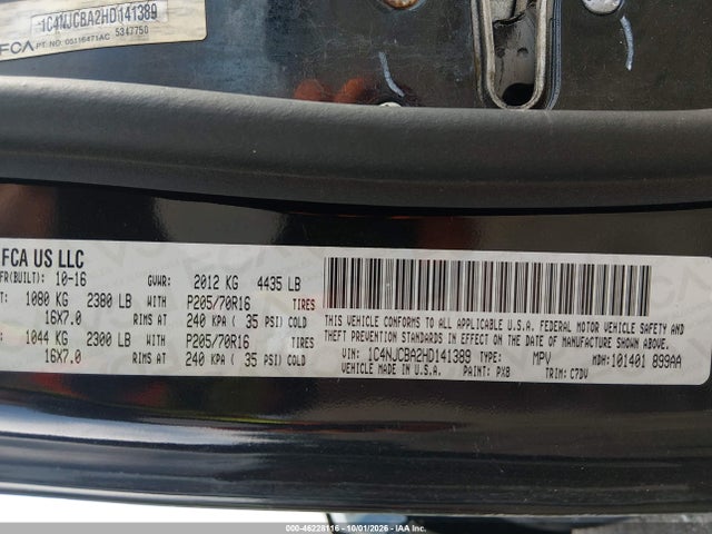 Продаж на аукціоні авто 2017 Jeep Compass Sport Fwd, vin: 1C4NJCBA2HD141389, номер лоту: 46228116