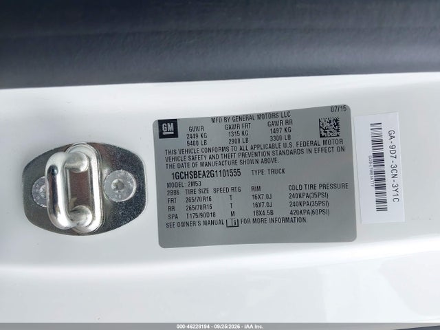 Продажа на аукционе авто 2016 Chevrolet Colorado Wt, vin: 1GCHSBEA2G1101555, номер лота: 46228194