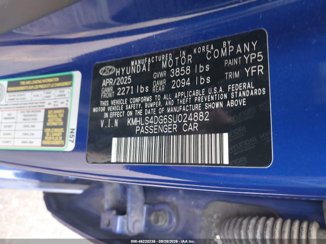 Продажа на аукционе авто 2025 Hyundai Elantra Sel Convenience, vin: KMHLS4DG6SU024882, номер лота: 46228236