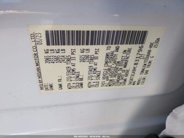 Продаж на аукціоні авто 2023 Nissan Rogue Sl Fwd, vin: 5N1BT3CA9PC831796, номер лоту: 46228265