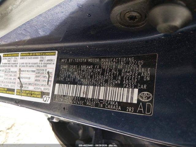 46228461 :رقم المزاد ، 2T1BR32E75C456597 vin ، 2005 Toyota Corolla Le مزاد بيع