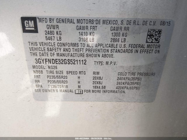Cadillac Srx Premium Collection 2016 3GYFNDE32GS521112 Image 9