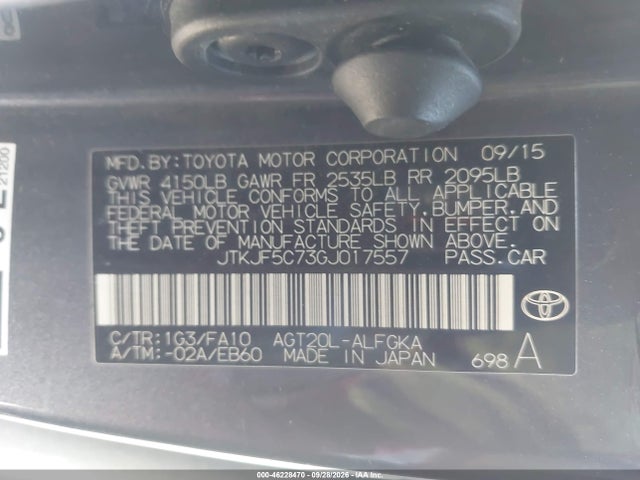 2016 Scion Tc მანქანა იყიდება აუქციონზე, vin: JTKJF5C73GJ017557, აუქციონის ნომერი: 46228470