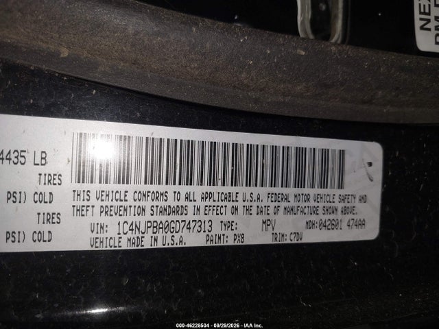 Продажа на аукционе авто 2016 Jeep Patriot Sport, vin: 1C4NJPBA0GD747313, номер лота: 46228504