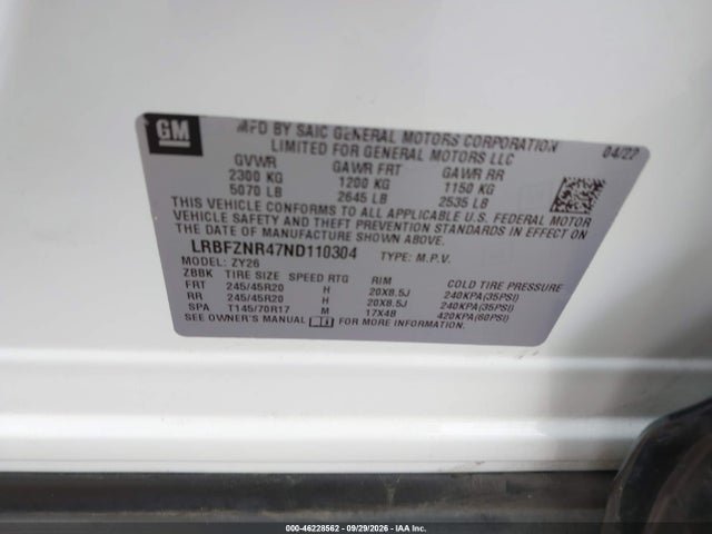 Aukcja sprzedaży 2022 Buick Envision Fwd Essence, vin: LRBFZNR47ND110304, numer aukcji: 46228562
