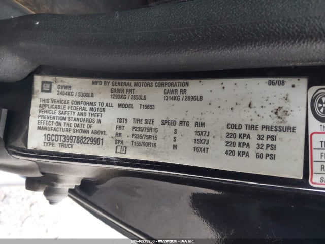 46228703 :رقم المزاد ، 1GCDT399788229901 vin ، 2008 Chevrolet Colorado Lt مزاد بيع