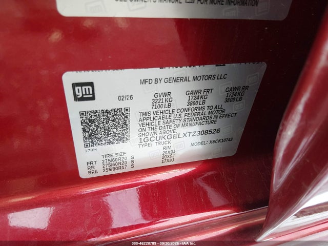 Продаж на аукціоні авто 2026 Chevrolet Silverado 1500 4wd  Standard Bed Ltz, vin: 1GCUKGELXTZ308526, номер лоту: 46228789