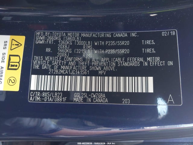 Aukcja sprzedaży 2018 Lexus Rx 350, vin: 2T2BZMCA1JC141561, numer aukcji: 46228839