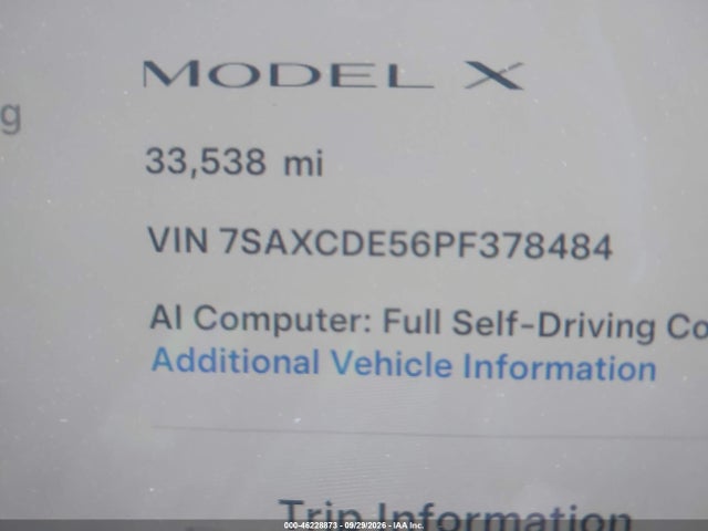 Aukcja sprzedaży 2023 Tesla Model X Dual Motor All-wheel Drive/standard Range, vin: 7SAXCDE56PF378484, numer aukcji: 46228873