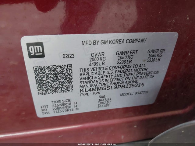 Aukcja sprzedaży 2023 Buick Encore Gx Essence Awd, vin: KL4MMGSL9PB135315, numer aukcji: 46228874
