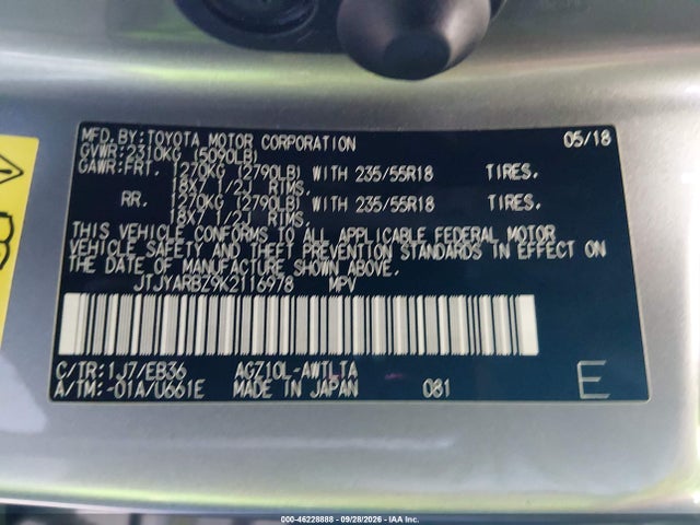 Aukcja sprzedaży 2019 Lexus Nx 300 F Sport, vin: JTJYARBZ9K2116978, numer aukcji: 46228888