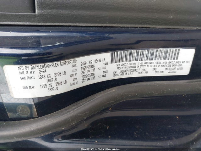 Продаж на аукціоні авто 2004 Jeep Grand Cherokee Laredo, vin: 1J4GW48S44C364317, номер лоту: 46229021