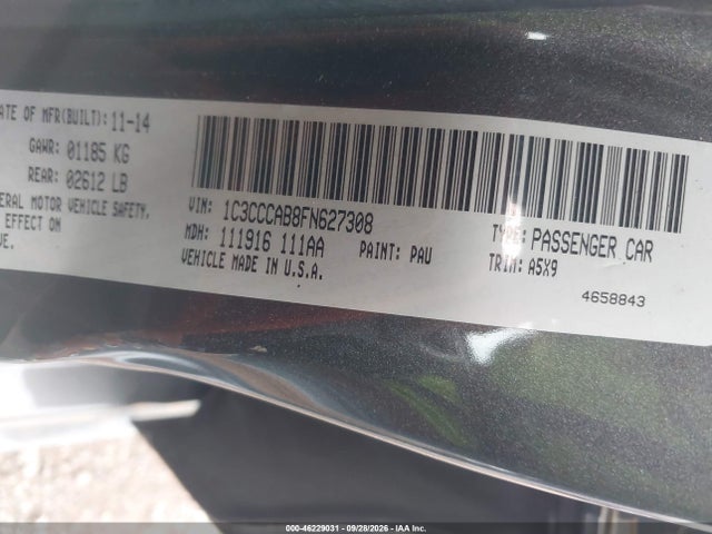Aukcja sprzedaży 2015 Chrysler 200 Limited, vin: 1C3CCCAB8FN627308, numer aukcji: 46229031