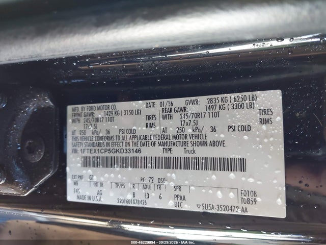 Aukcja sprzedaży 2016 Ford F-150 Xl, vin: 1FTEX1CP5GKD33146, numer aukcji: 46229094
