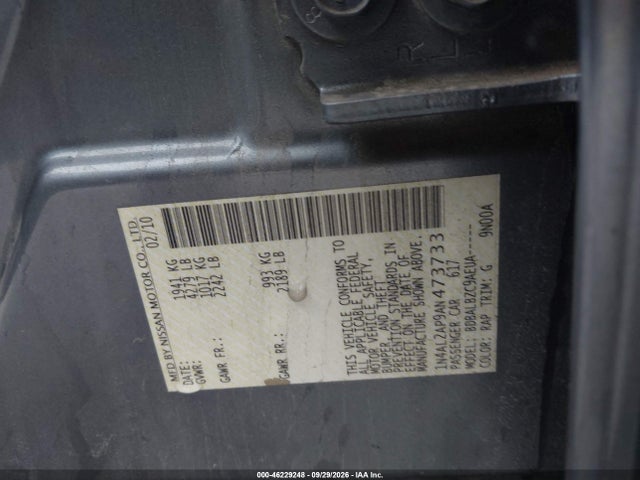 46229248 :رقم المزاد ، 1N4AL2AP9AN473733 vin ، 2010 Nissan Altima 2.5 S مزاد بيع