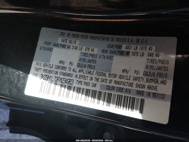 Aukcja sprzedaży 2015 Mazda Mazda3 I Touring, vin: 3MZBM1L72FM234963, numer aukcji: 46229339