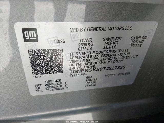 Продаж на аукціоні авто 2026 Chevrolet Traverse Fwd Lt, vin: 1GNERGKS9TJ317820, номер лоту: 46229373