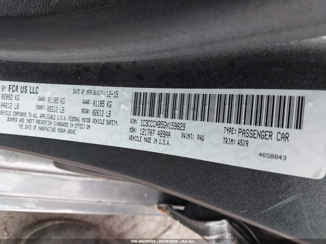 Aukcja sprzedaży 2016 Chrysler 200 Limited, vin: 1C3CCCAB5GN159829, numer aukcji: 46229382