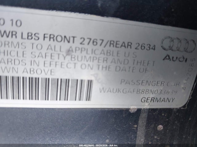 Aukcja sprzedaży 2011 Audi A6 3.0 Premium, vin: WAUKGAFB8BN033639, numer aukcji: 46229445