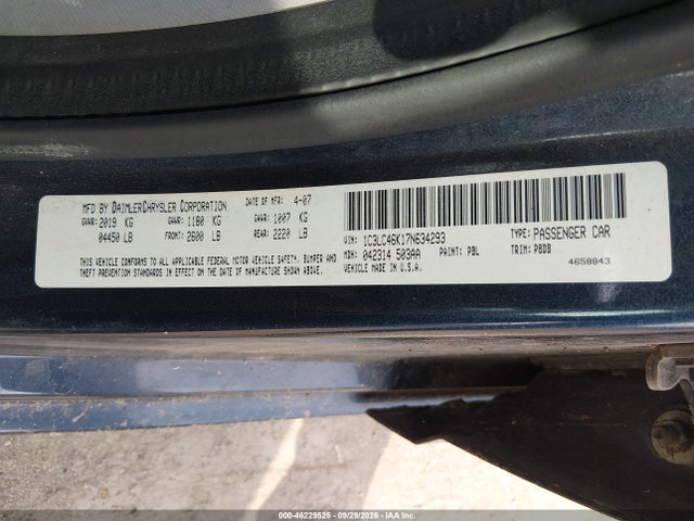 Aukcja sprzedaży 2007 Chrysler Sebring, vin: 1C3LC46K17N634293, numer aukcji: 46229525