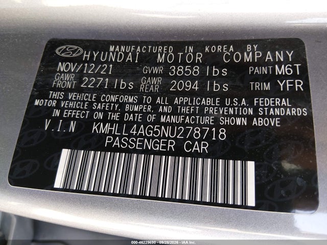 Продажа на аукционе авто 2022 Hyundai Elantra Se, vin: KMHLL4AG5NU278718, номер лота: 46229690