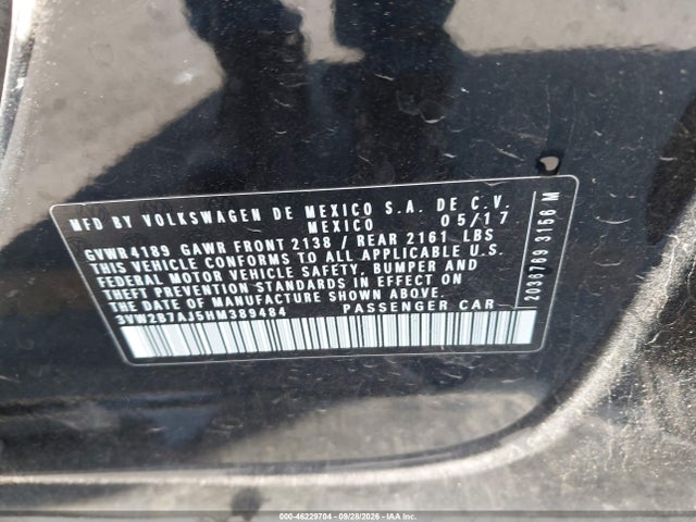 Продаж на аукціоні авто 2017 Volkswagen Jetta 1.4t S, vin: 3VW2B7AJ5HM389484, номер лоту: 46229704