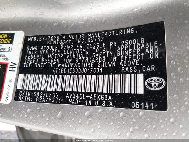 Aukcja sprzedaży 2013 Toyota Avalon Hybrid Xle Premium, vin: 4T1BD1EB0DU017601, numer aukcji: 46229732