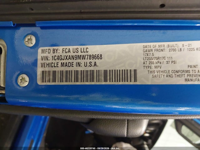 Jeep Wrangler Willys 4x4 2021 1C4GJXAN9MW789668 Image 9