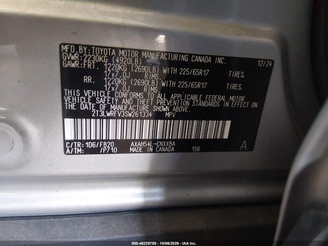 46229788 :رقم المزاد ، 2T3LWRFV3SW261334 vin ، 2025 Toyota Rav4 Hybrid Le مزاد بيع