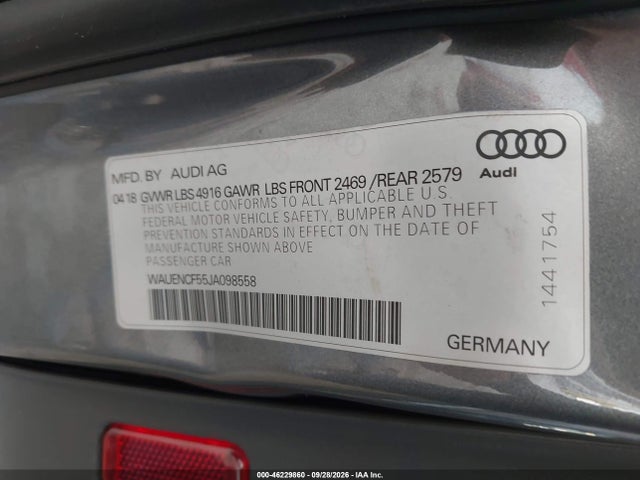 Продажа на аукционе авто 2018 Audi A5 2.0t Premium, vin: WAUENCF55JA098558, номер лота: 46229860