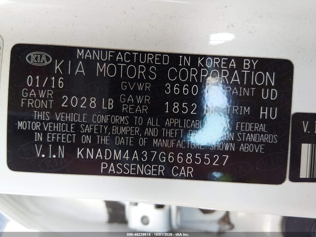 KIA RIO LX 2016 KNADM4A37G6685527 Image 9