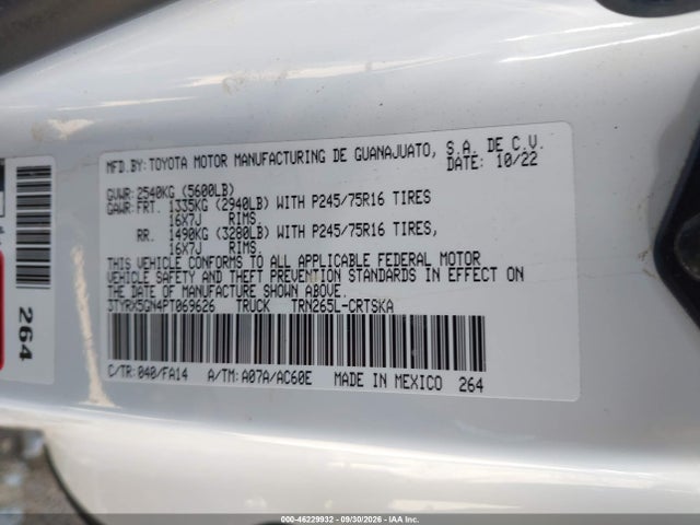 Toyota Tacoma Sr 2023 3TYRX5GN4PT069626 Image 9