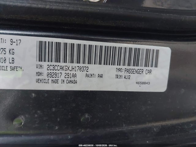 46230030 :رقم المزاد ، 2C3CCAKGXJH170372 vin ، 2018 Chrysler 300 Limited Awd مزاد بيع
