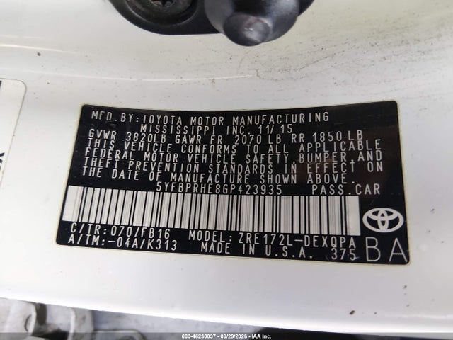 5YFBPRHE8GP423935 Toyota Corolla Le Eco