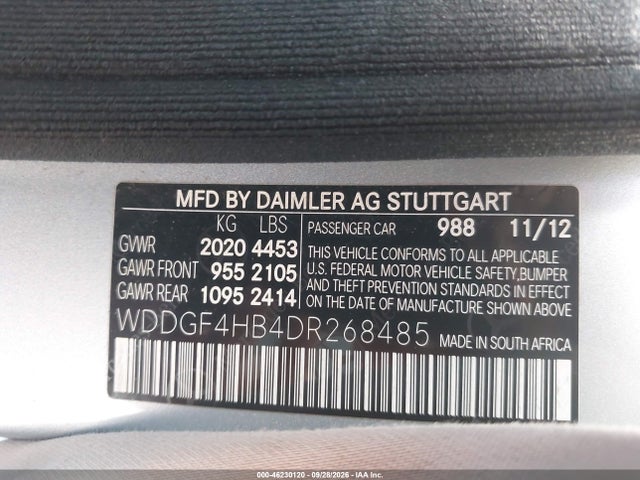 Aukcja sprzedaży 2013 Mercedes-benz C 250 Luxury/sport, vin: WDDGF4HB4DR268485, numer aukcji: 46230120