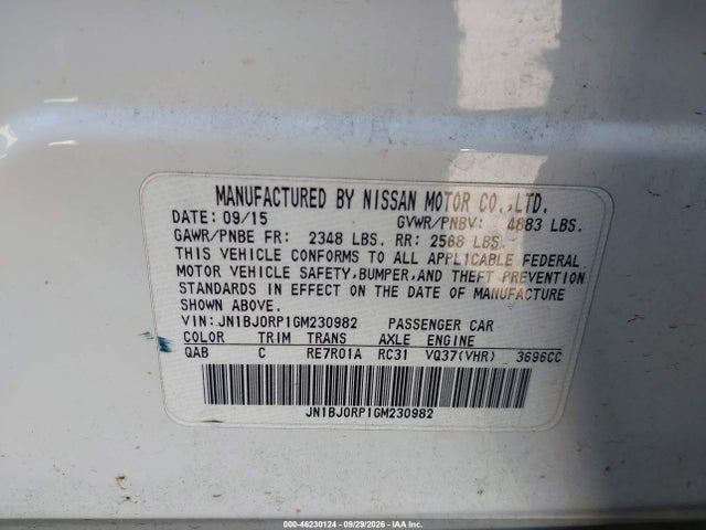 46230124 :رقم المزاد ، JN1BJ0RP1GM230982 vin ، 2016 Infiniti Qx50 مزاد بيع