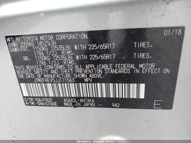 JTMZFREV5JJ171563 Toyota RAV4 LE