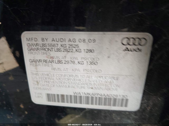 Aukcja sprzedaży 2010 Audi Q5 3.2 Premium, vin: WA1MKAFP4AA026130, numer aukcji: 46230217