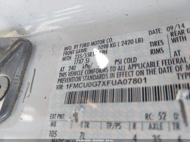 1FMCU0G7XFUA07801 Ford ESCAPE SE