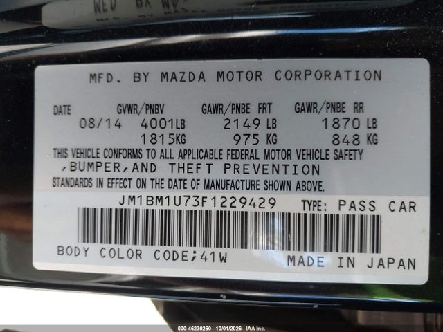 Продажа на аукционе авто 2015 Mazda Mazda3 I Sport, vin: JM1BM1U73F1229429, номер лота: 46230260