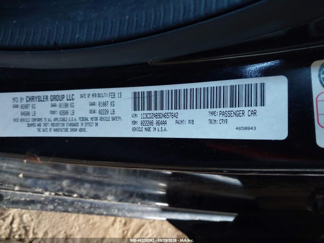 2013 Dodge Avenger Se მანქანა იყიდება აუქციონზე, vin: 1C3CDZAB9DN657642, აუქციონის ნომერი: 46230262