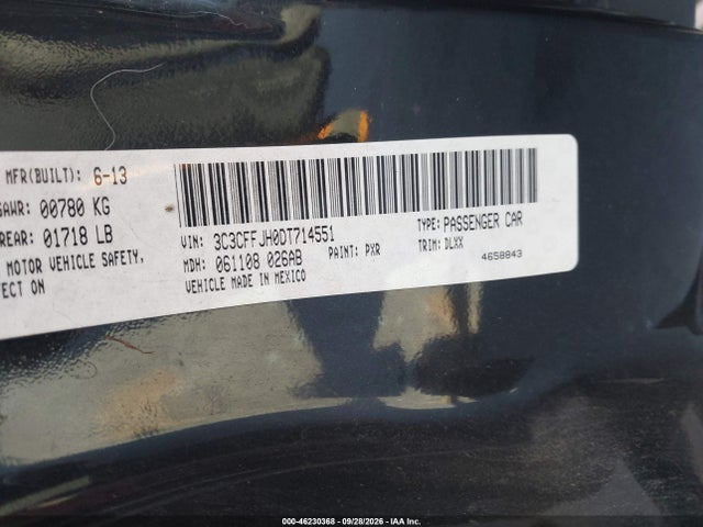 2013 Fiat 500c Abarth მანქანა იყიდება აუქციონზე, vin: 3C3CFFJH0DT714551, აუქციონის ნომერი: 46230368