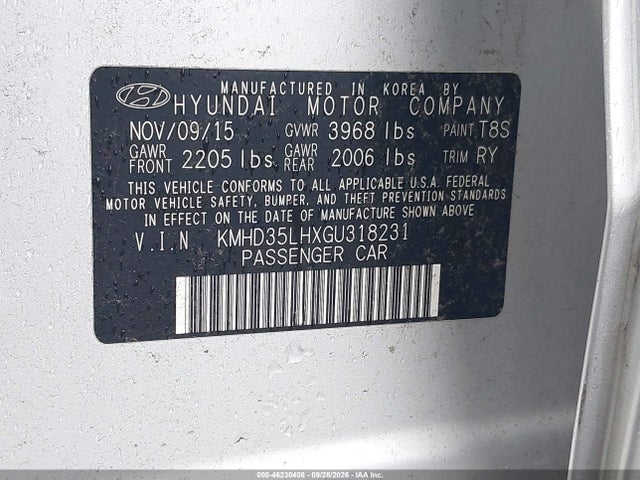 46230408 :رقم المزاد ، KMHD35LHXGU318231 vin ، 2016 Hyundai Elantra Gt مزاد بيع