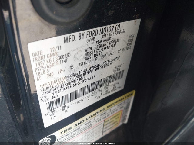Aukcja sprzedaży 2012 Ford Expedition Xlt, vin: 1FMJU1H56CEF27297, numer aukcji: 46230432
